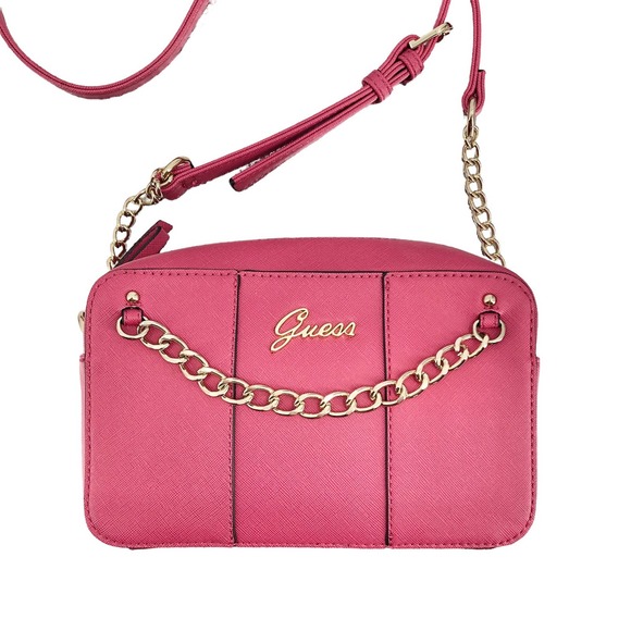 🚨Guess NWOT Womens Pink & Gold Zip Top Shoulder Bag Dust Bag Included - Picture 5 of 8